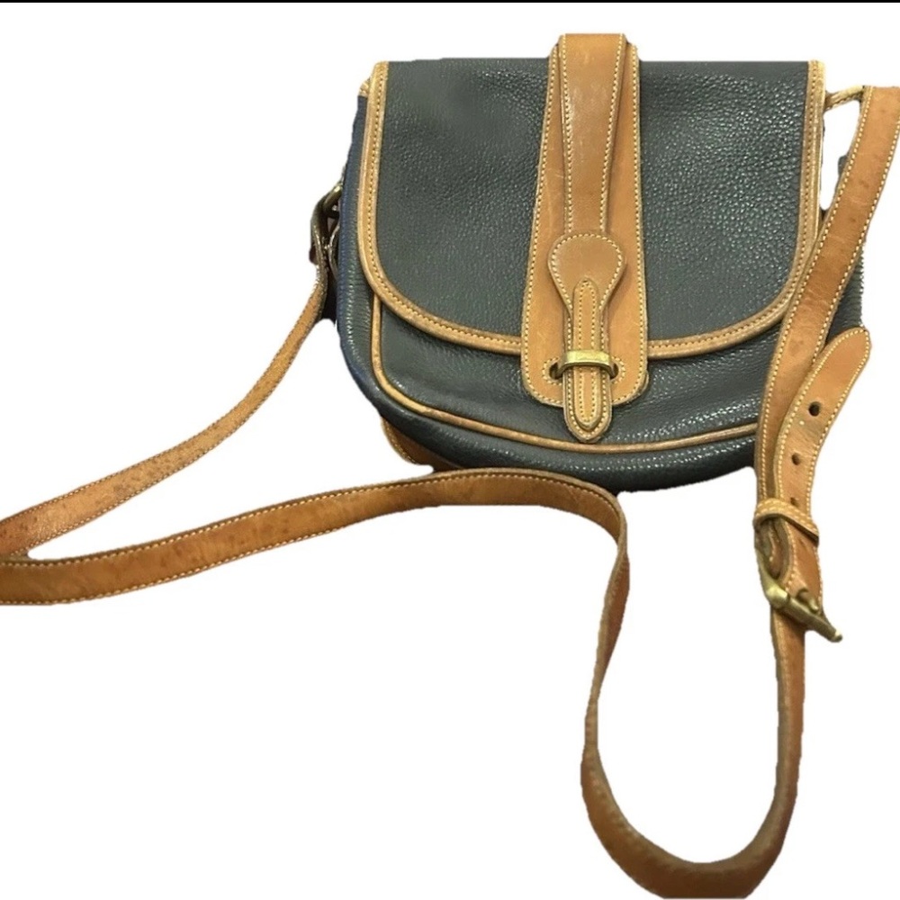 VTG Dooney & Bourke Equestrian R56 Binocular Pebble Leather Crossbody Bag Navy